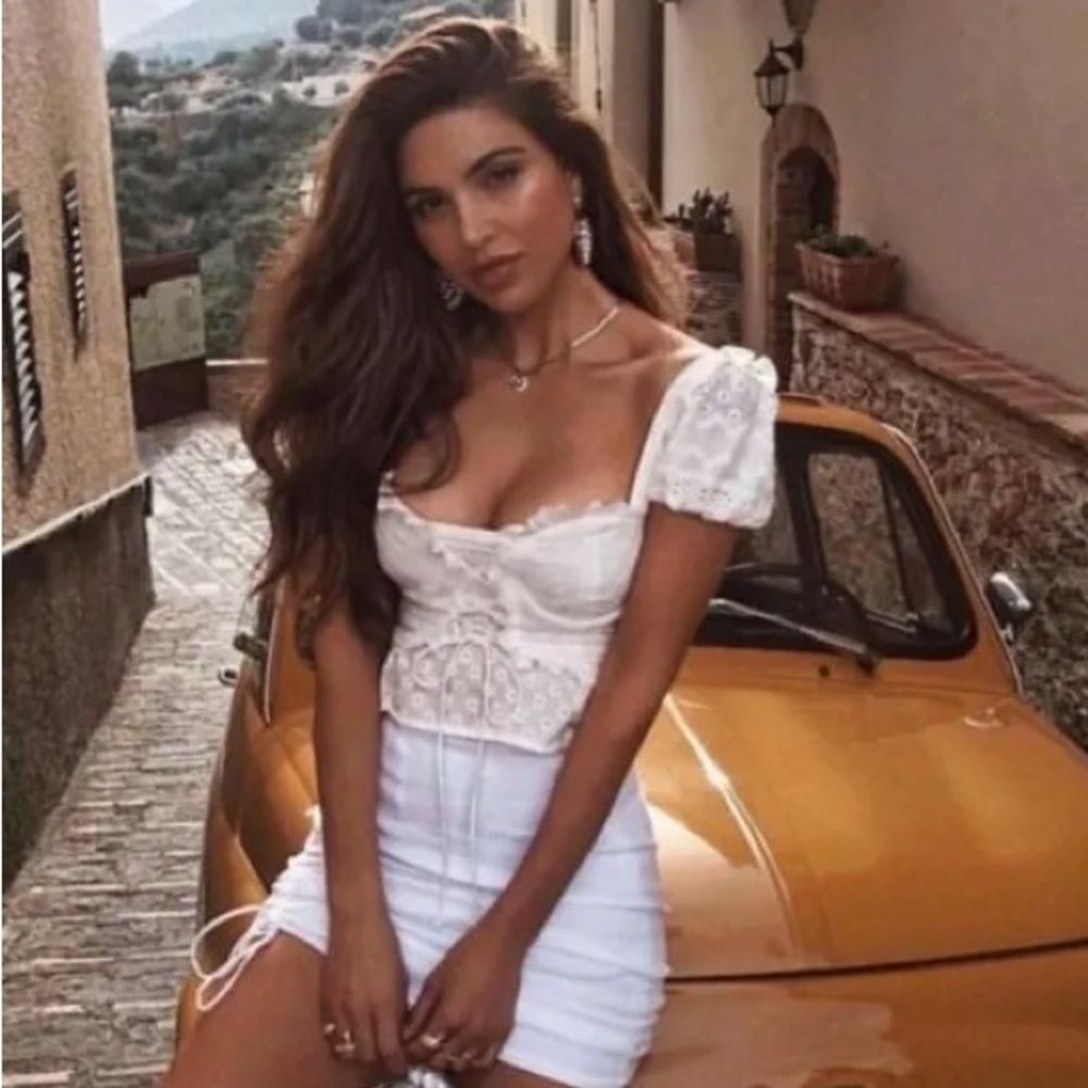 For Love and Lemons Charlotte Bustier Corset White Crop Top - Size Small